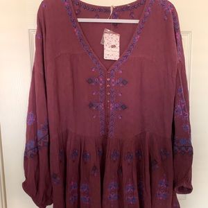 Free people embroidered tunic NWT